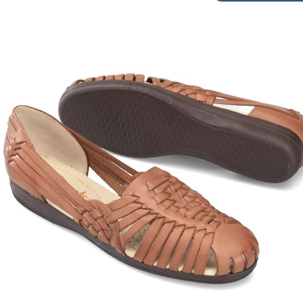 Comfortiva Softspots Trinidad Rust Brown Leather Huarache Flat Sandals RetroY2K